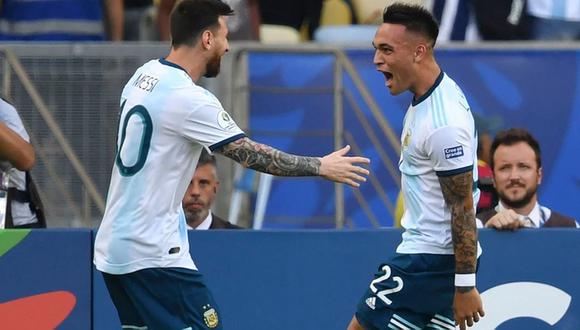 Lautaro Martínez y Lionel Messi jugaron juntos en la Copa América 2019. (Foto: AFP)