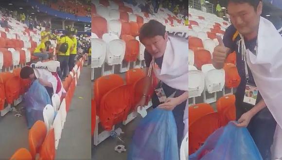 Hinchas japoneses limpian estadio tras ganarle a Colombia en Rusia 2018