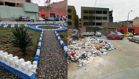 Este es el antes y después de la intervención en la zona ubicada en el cruce de los jirones Rivera y Dávalos y Conchucos. (Foto: Municipalidad de Lima)