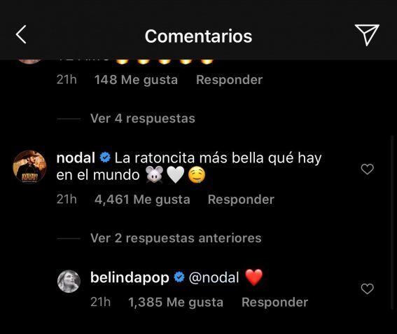 Belinda y Christian Nodal en redes sociales. (Foto: Captura Instagram) 