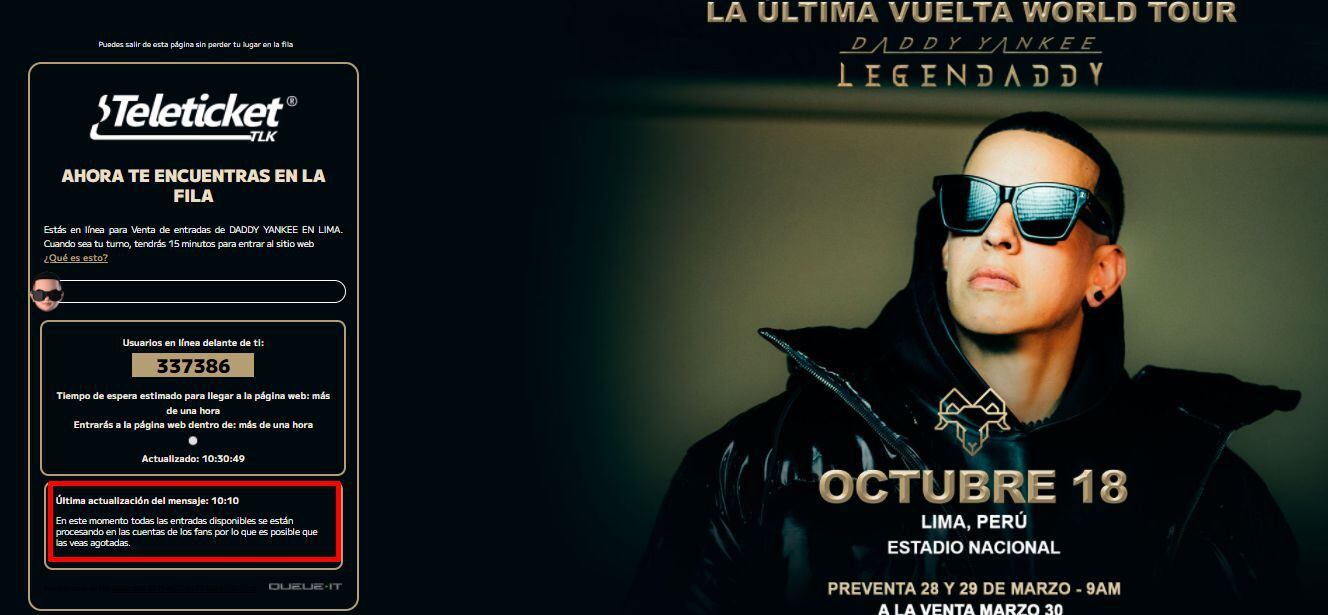 Daddy Yankee agotó todas las entradas para su show en Lima. (Foto: Captura de pantalla)
