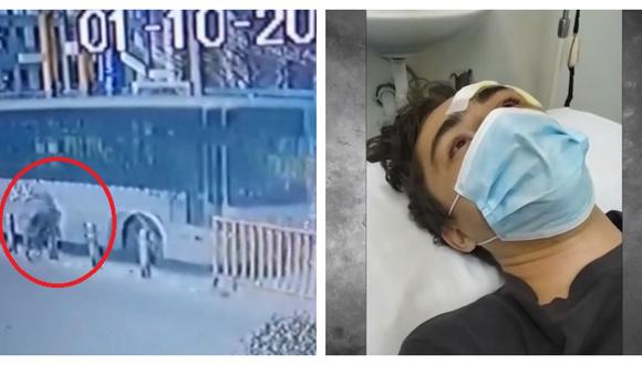 El accidente donde Tito Diego Mendoza es impactado por un bus del Metropolitano fue captado por cámaras de seguridad en Barranco. (Captura: América Noticias)