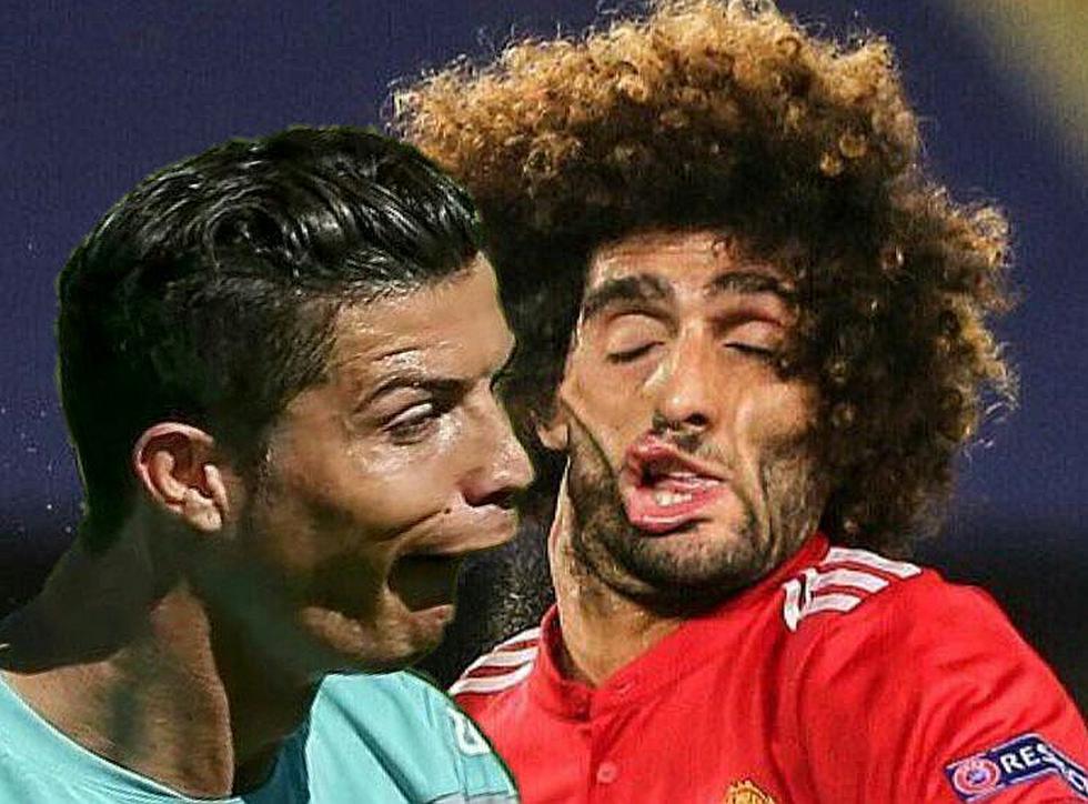 Marouane Fellaini es víctima de divertidos memes tras recibir balón en la cara
