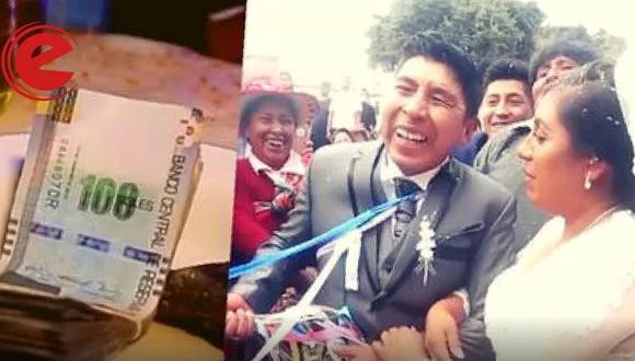Pareja de novios recibió S/200 mil en efectivo de regalo de sus invitados como parte de una tradición. (Foto: captura de América TV)