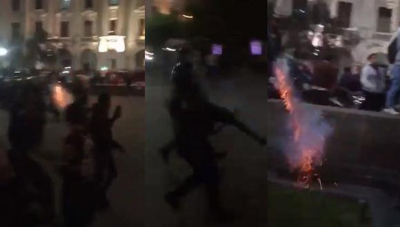 Universitario | Hinchas denuncian maltrato policial en la Plaza San Martín durante festejos del aniversario | VIDEOS