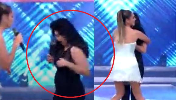 Tula Rodríguez sufre incidente con vestuario en el set de "En boca de todos". (Foto: Captura América TV).