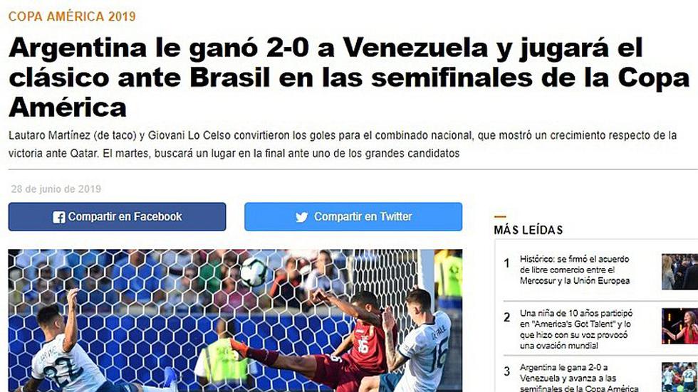 Brasil vs. Argentina: prensa argentina calienta previa del partido por las semis de la Copa América 2019 | FOTOS