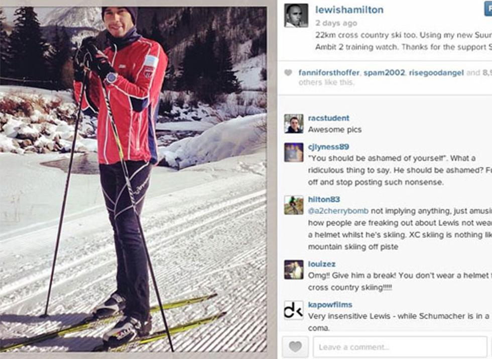 Fotografías de Lewis Hamilton esquiando causan polémica [FOTOS]