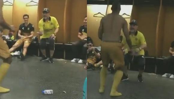 Maradona es viral por peculiar baile en vestuarios de Dorados [VIDEO]