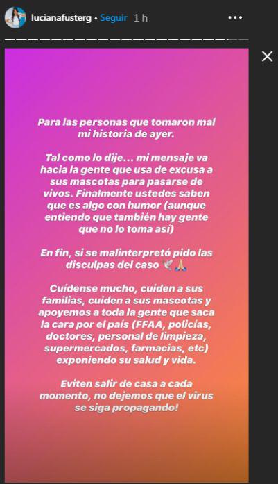 Luciana Fuster se disculpa tras pedir que tiren huevos a quienes vean paseando a sus perros