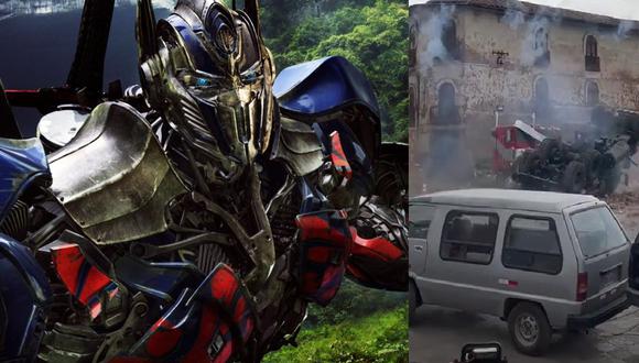 Optimus Prime de la película “Transformers, el despertar de las bestias” chocó con taxi. (Foto: Paramount Pictures/Captura: Tik Tok @camilasullca18)