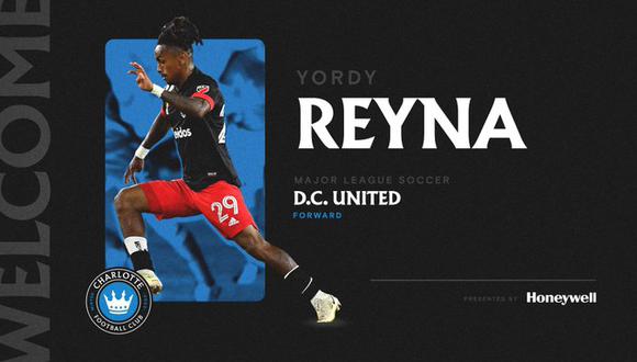 Yordy Reyna fue anunciado como nuevo jugador del Charlotte FC de la MLS. (Foto: Charlotte FC)