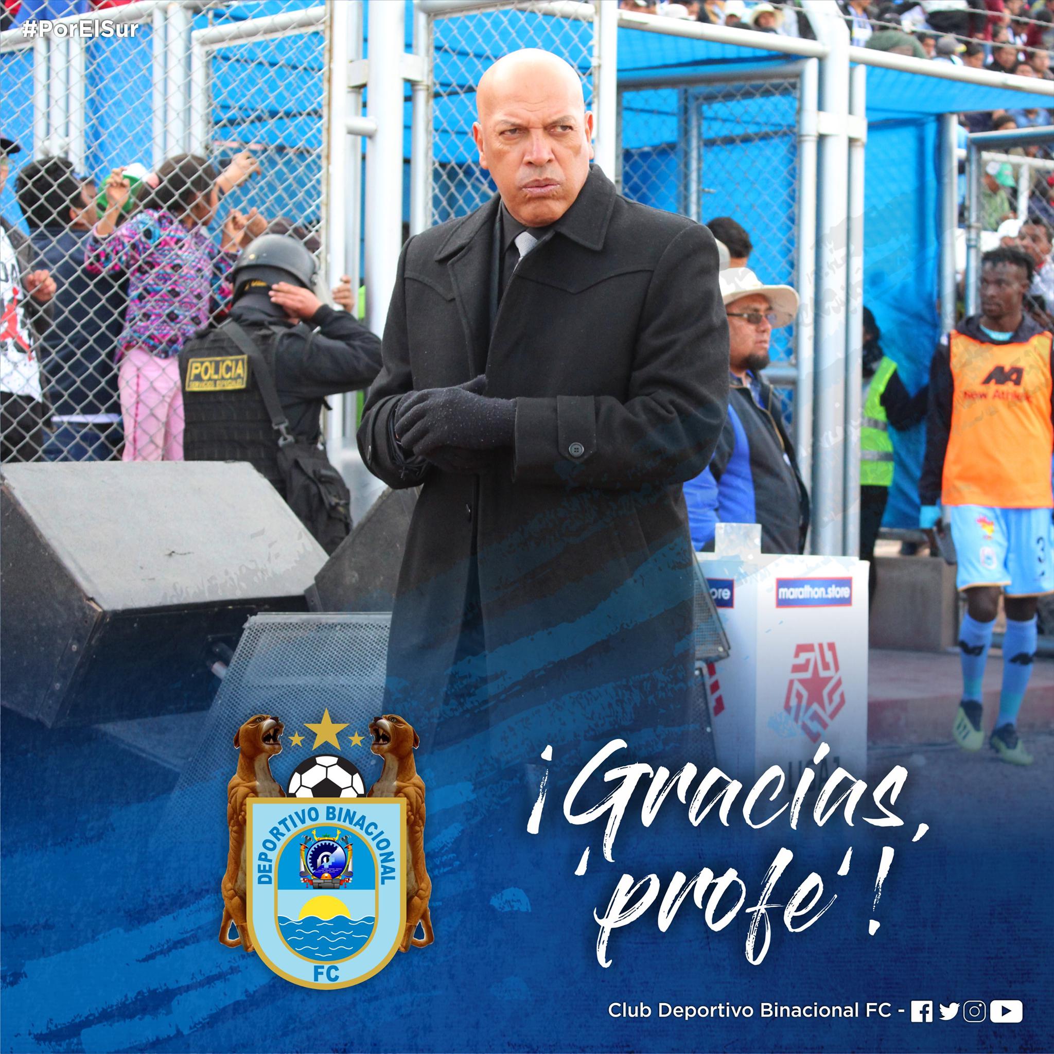 Así despidió Binacional al entrenador que le dio su primer título. (Foto. Binacional)