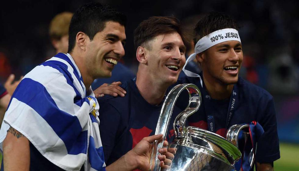 Lionel Messi, Neymar y Luis Suárez se reunieron en Uruguay. (Foto: AFP)
