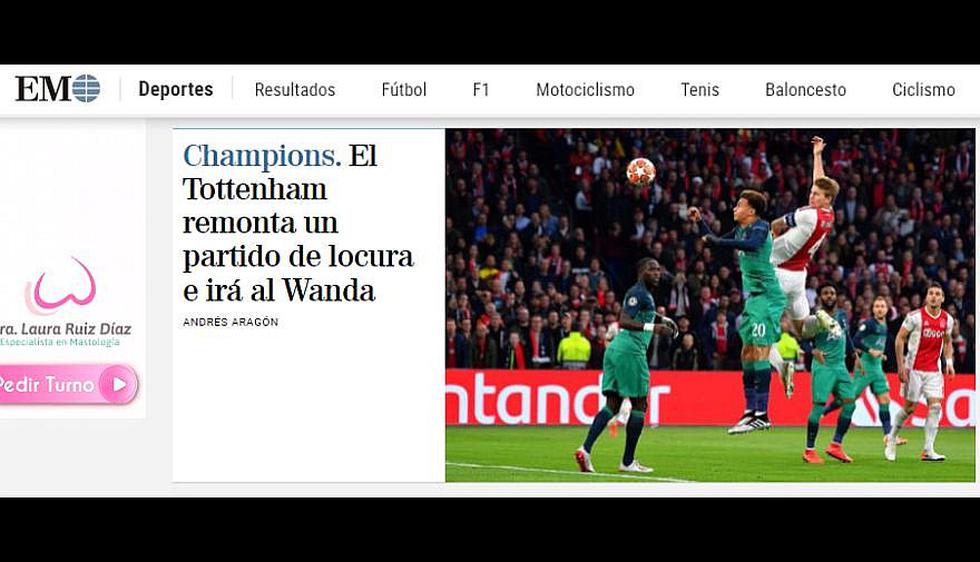 Ajax vs. Tottenham: así informaron en el mundo la remontada de 'Spurs' y pase a la final | FOTOS
