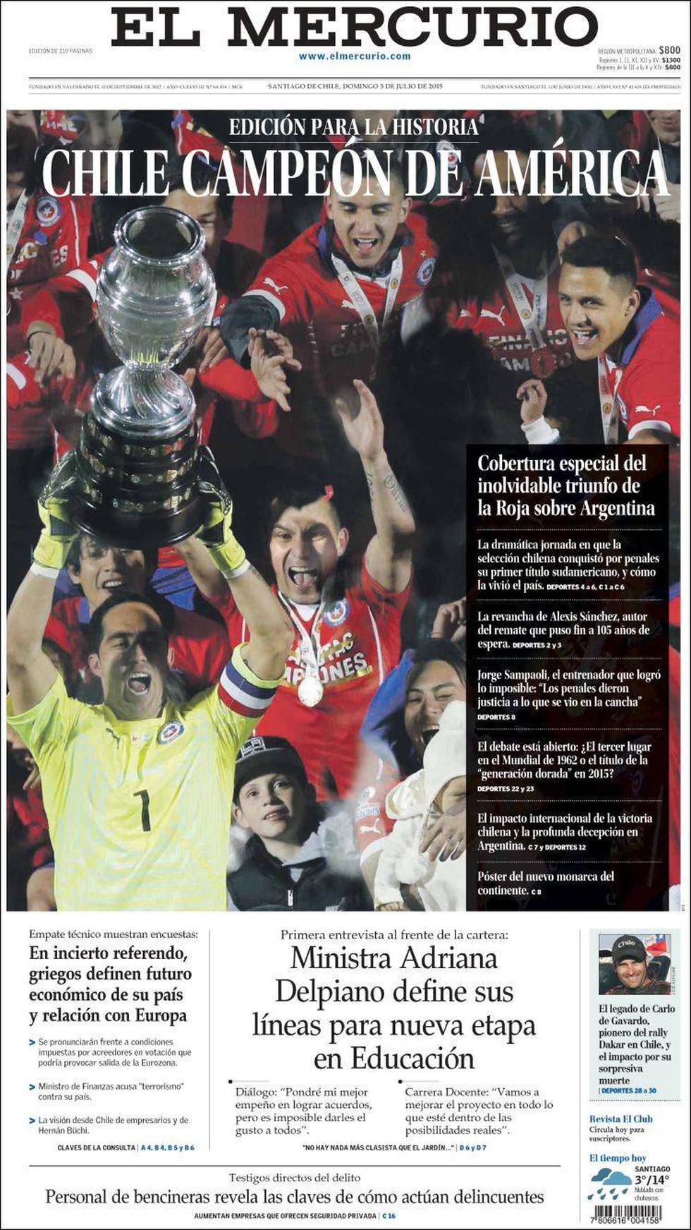 Copa América 2015: Así informó la prensa mundial sobre el título de Chile