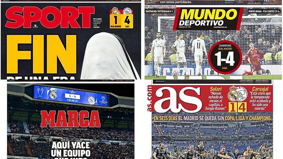 Real Madrid y las duras portadas en España tras paliza del Ajax [FOTOS]