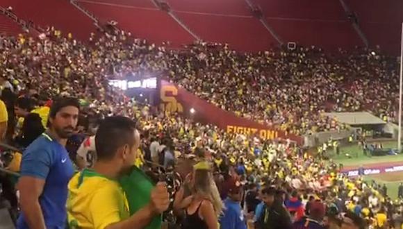 Perú vs. Brasil EN VIVO: el emocionante 'Contigo Perú' que se escuchó en las tribunas del Memorial Coliseum | VIDEO