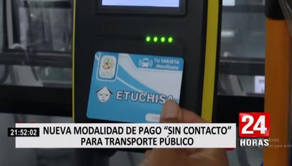 La empresa de transporte público Los Chinos ha implementado el sistema de pago con tarjeta sin contacto. (Noticiero 24 Horas)