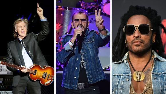 Ringo Starr decidió estrenar su nuevo tema al lado de varios amigos como Paul McCartney, Dave Ghrol y Lenny Kravitz.(Foto: AFP / Angela Weiss / Kamil Krzaczynski /Johannes Eisele).