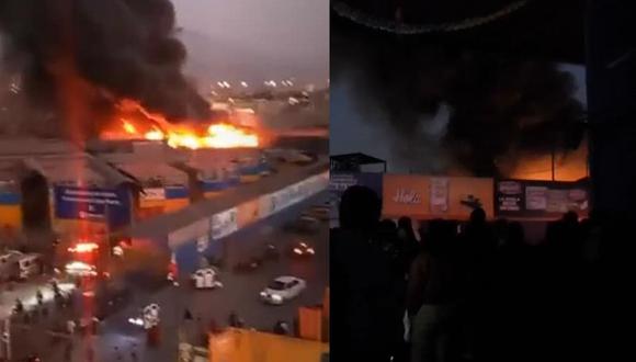 El incendio en el mercado Unicachi se puede ver a varias cuadras de distancia. (Fuente: Captura de Facebook)