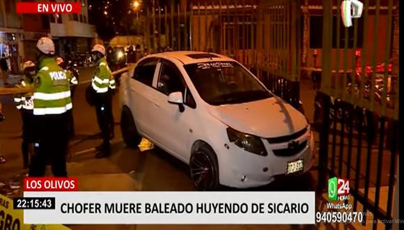 El conductor, tras ser asesinado, perdió el control de su vehículo y embistió a un transeúnte, identificado como Gonzalo Rosas Muñoz, y se estrelló con una reja. (Foto: 24 Horas)