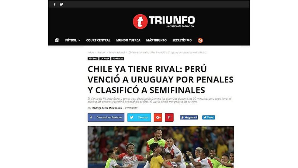 ​Perú vs. Chile | Así reaccionó la prensa chilena tras la clasificación de la 'Bicolor' a semifinales | FOTOS
