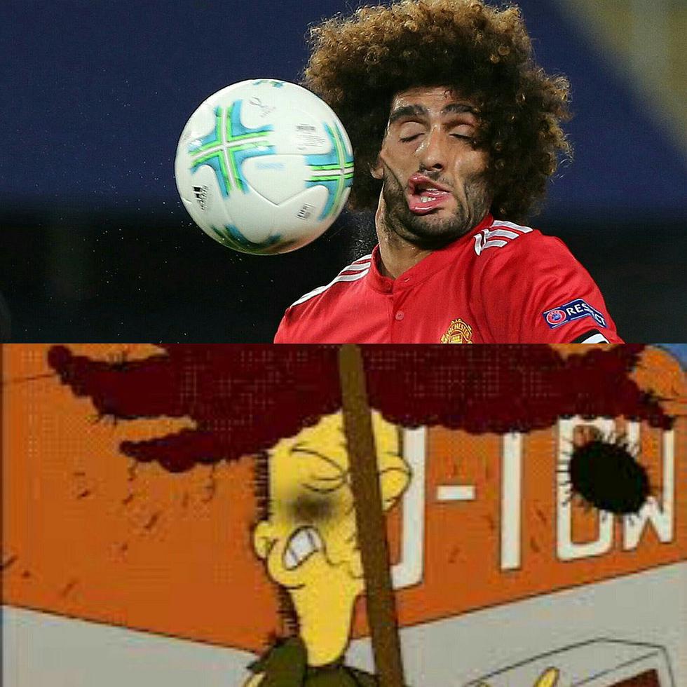 Marouane Fellaini es víctima de divertidos memes tras recibir balón en la cara
