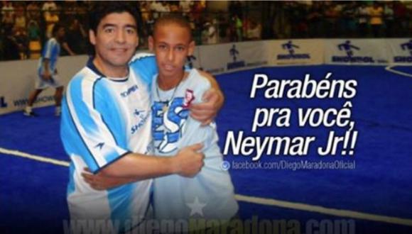 Neymar: Diego Maradona le envió emotivo saludo por su cumpleaños [FOTO]