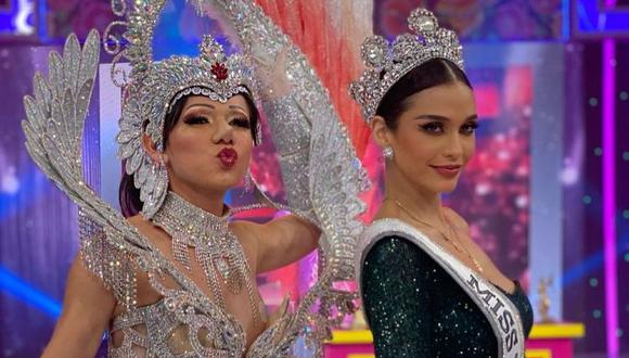 La ‘Uchulú’ luce el traje típico de Perú en el Miss Universo frente a Janick Maceta. (Foto: Instagram)
