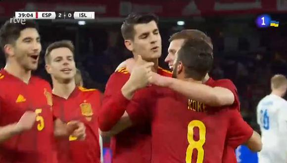 Goles de Álvaro Morata para el 2-0 de España vs. Islandia. (Foto: Captura de RTVE)