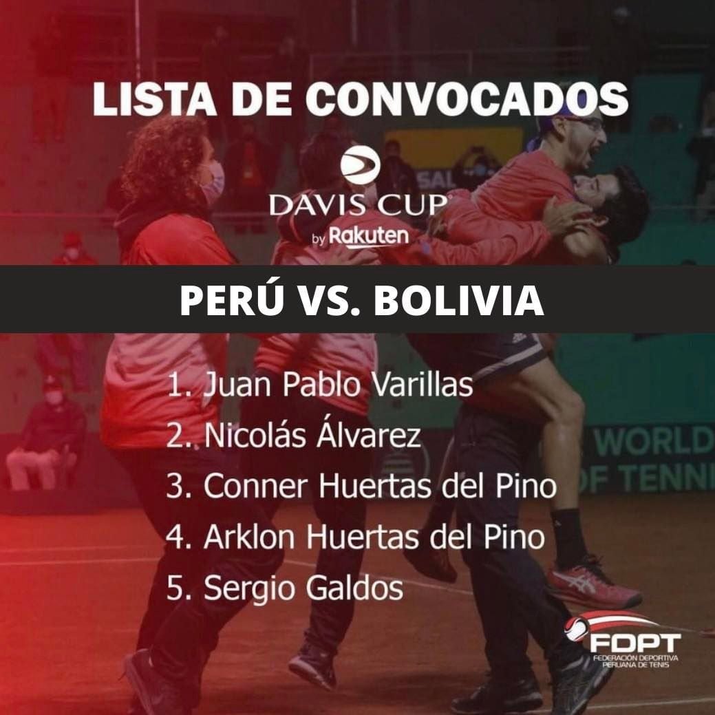 El equipo peruano de Copa Davis para enfrentar a Bolivia.