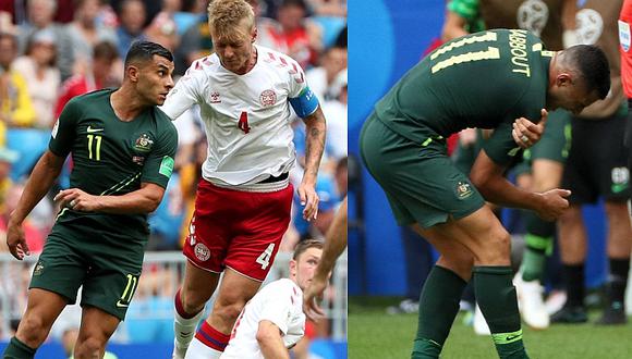 Dinamarca vs. Australia: Nabbout y su severa lesión en el hombro
