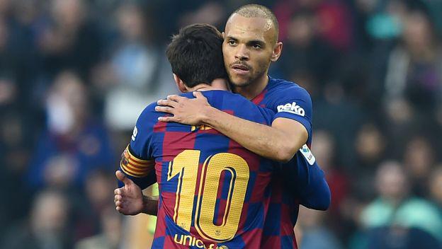 Martin Braithwaite debutó con camiseta del Barcelona en duelo ante Eibar. (Foto: AFP)