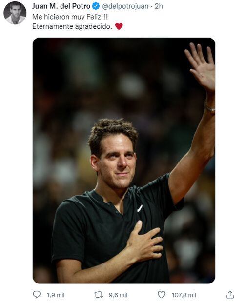 El tenista argentino aseguró, hace algunos días, que está cerca del retiro y ahora, publicó mensaje tras la derrota ante Federico Delbonis 