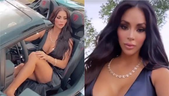 Sheyla Rojas subió un vídeo a Instagram con un vestido sensual y manejando un Lamborghini