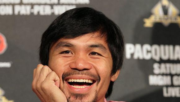 Manny Pacquiao y la pera con el rostro estampado de Floyd Mayweather [FOTO]