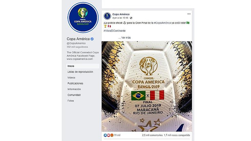 Perú vs. Brasil | Cuenta oficial de la Copa América 2019 y su reacción a comentario de 'Brasil campeón' | FOTO