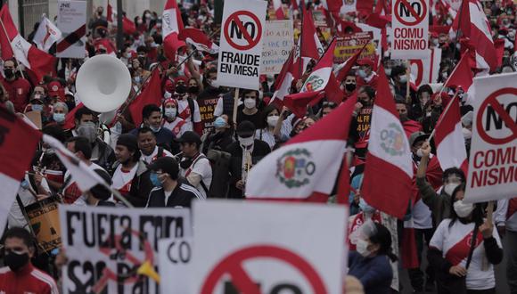 La marcha a favor de la lideresa del fujimorismo congregó a miles de personas, pese a las restricciones por la pandemia del COVID-19. (Foto: Leandro Britto / @photo.gec)