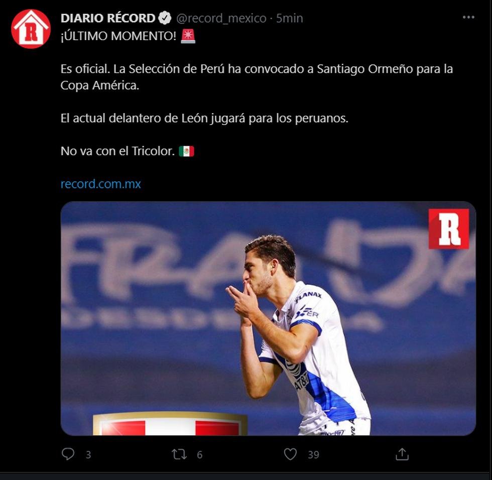 La prensa mexicana reaccionó después de la convocatoria de Santiago Ormeño a la selección peruana. (Foto: Captura)