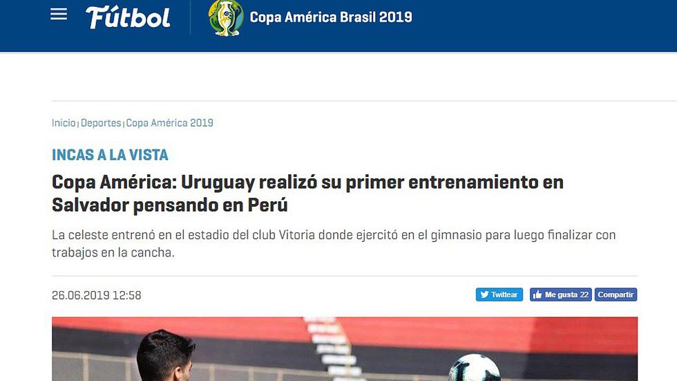 Perú vs. Uruguay: así informan en Uruguay sobre el partido ante la bicolor por cuartos de final en la Copa América 2019