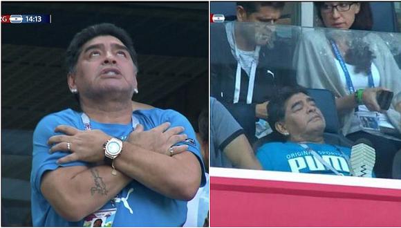 Diego Armando Maradona se queda dormido en pleno partido de Argentina 