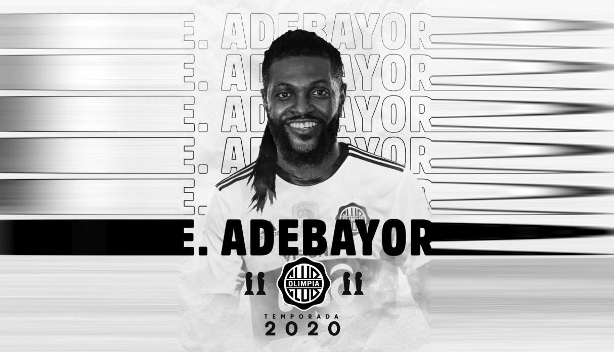 Emmanuel Adebayor, exjugador de Real Madrid y Manchester City, fue anunciado como refuerzo de Olimpia de Paraguay (Foto: Olimpia)