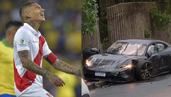 Paolo Guerrero no sufrió ningún daño, sin embargo su costoso auto no tuvo la misma suerte. Foto: composición