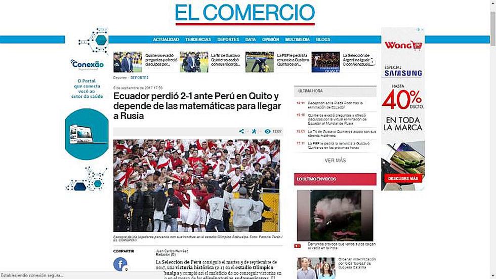Selección peruana: Así informó prensa mundial el triunfo ante Ecuador