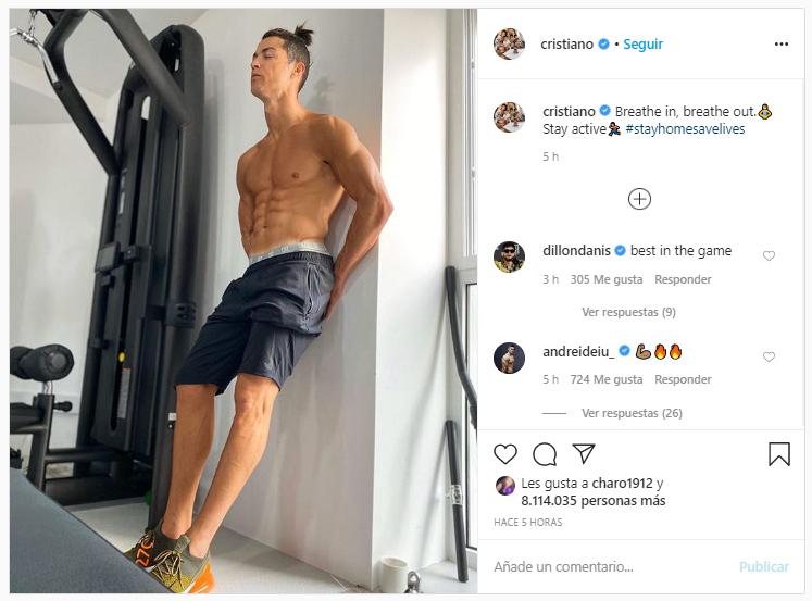 Cristiano Ronaldo mostró su espectacular figura en redes sociales. (Instagram)
