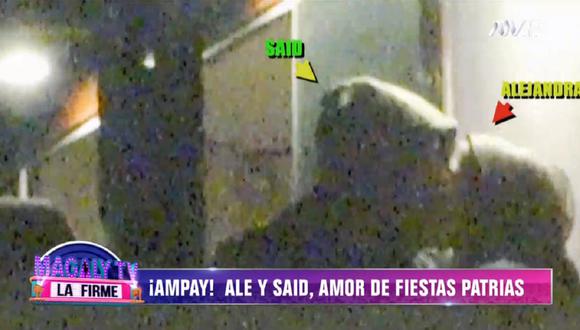 Las cámaras de "Magaly TV: La Firme" captaron a Alejandra Baigorria y a la expareja de Macarena Vélez, Said Palao, besándose. (Foto: Captura ATV)