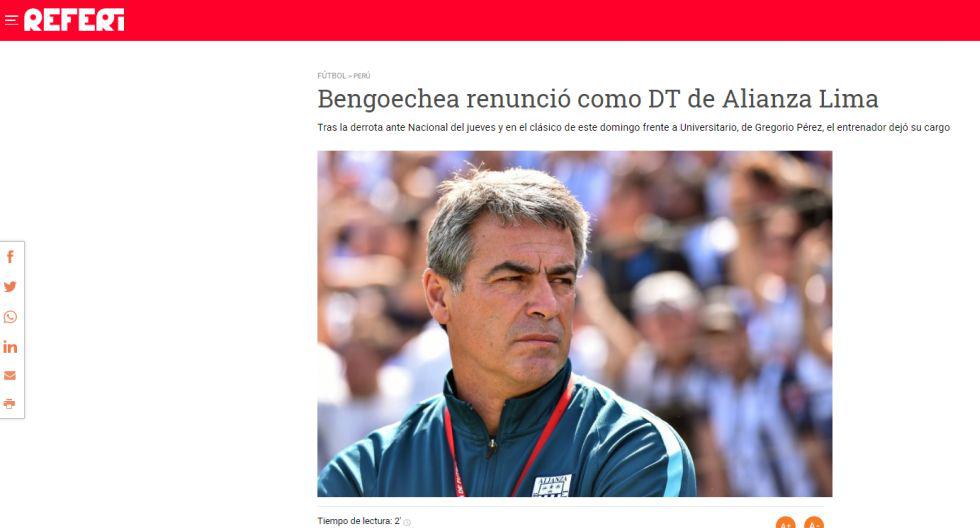 Prensa uruguaya destacó la victoria de Pérez y la renuncia de Bengoechea. (Captura)