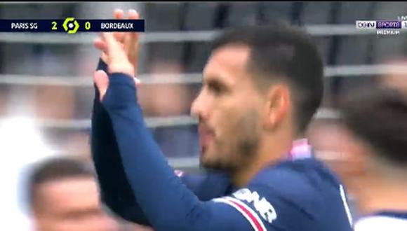 Gol de Leandro Paredes para el 3-0 del PSG vs. Bordeaux en la Ligue 1. (Foto: Captura de Bein Sports)