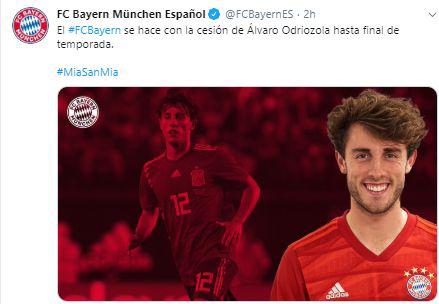 El anuncio de Bayern Múnich sobre la llegada de Álvaro Odriozola. (Foto: Bayern Múnich)